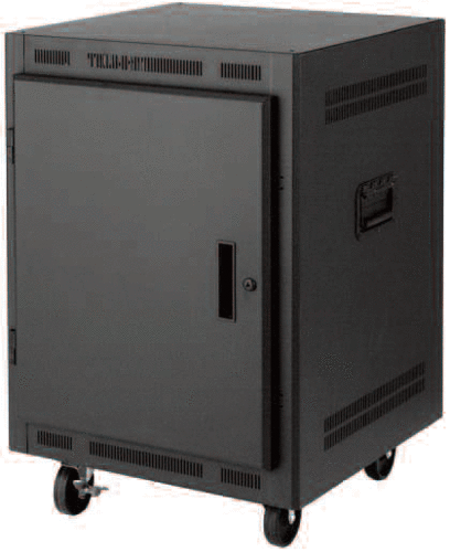 Lowell LPR-2127 Portable 21 Unit Rack With Solid Door, 27" Deep, Black