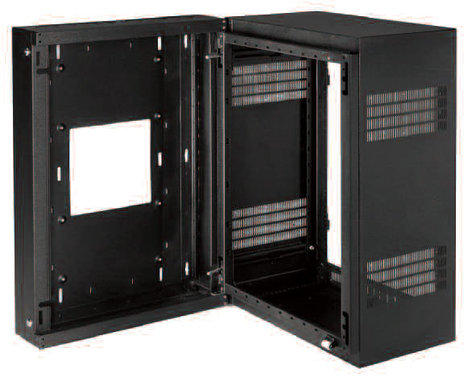 Lowell LWR-1219 Sectional Wall 12 Unit Rack Mount With Adjustable Rails, 19" Deep, Black