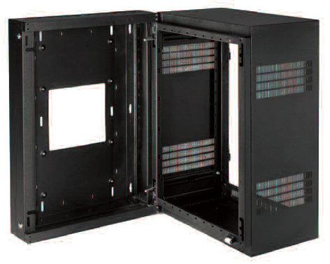Lowell LWR-2423 Sectional Wall 24 Unit Rack Mount With Adjustable Rails, 23" Deep, Black