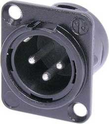 Neutrik NC3MD-L-BAG-1 3-Pin XLR Male Chassis Connector in Black with Solder Cups NC3MDL-BAG-1
