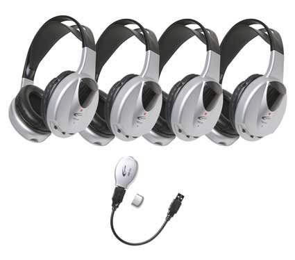 Califone International HIR-KT4 4-Person IR Wireless Headphone Pack, with Transmitter HIR-KT4