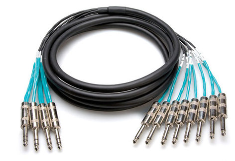 Hosa STP-803-PRO Pro Insert Snake, Serviceable 1/4 in TRS to Dual 1/4 in TS STP803-PRO