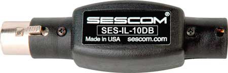 Sescom SES-IL-10DB Male XLR to XLR Female, -10db In Line Attenuator SES-IL-10DB