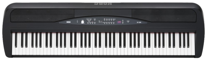 Korg SP-280 Digital Piano - Black 88-Key Digital Piano With Weighted Hammer Action, Built-In Speakers And Stand