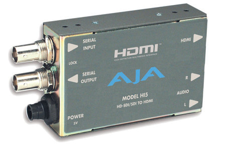 AJA Video Systems Inc Hi5 HD-SDI/SDI to HDMI Video and Audio Mini Converter with Power Supply HI5