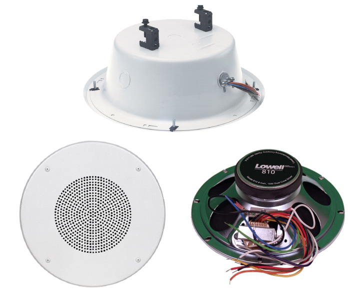 Lowell BC810-72 8" Speaker Package With Beam Clamp, 15W, 70V/25V, White