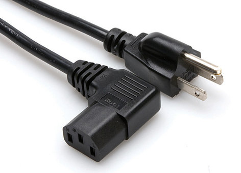 Hosa PWC141R Right-angle IEC C13 to NEMA 5-15P Power Cord, 1ft PWC141R