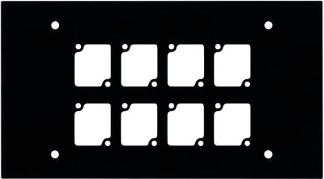 Ace Backstage Co. WP408 4-Gang Wall Plate, with 8 Cutouts, Black WP408