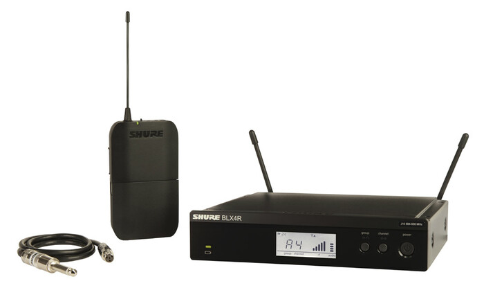 Shure BLX14R-J10 BLX Series Rackmount Wireless Bodypack System With WA302 Instrument Cable, J10 Band (584-608MHz)