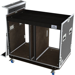 Grundorf Corp T8-COMBO-D16CB Tour 8 Series Double 16RU Combo Case with Casters in Black T8-COMBO-D16CB
