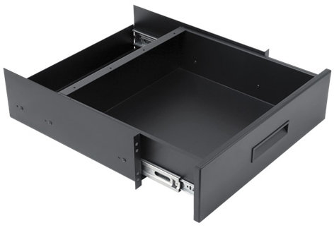 Atlas Sound SD3-14 3 RU Recessed Storage Drawer in Black with 14.75" D Extension SD3-14