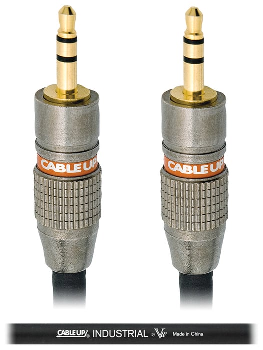 Cable Up by Vu M3-M3-15-BLK 15 ft 3.5mm TRS-M to 3.5mm TRS-M Industrial Balanced Interconnect Cable in Black M3-M3-15-BLK