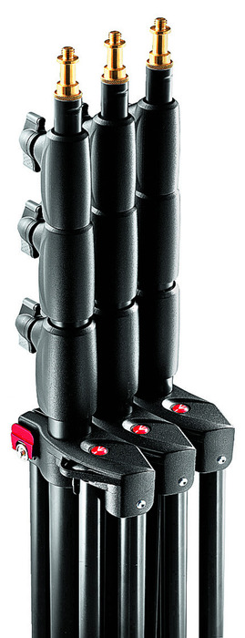 Manfrotto 1004BAC-3 Alu Master Air Cushioned Light Stand With 4 Sections And 3 Risers, Black