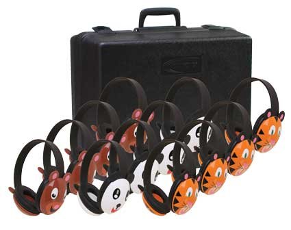 Califone 2810-12 12 Pairs Of Listening First™ Stereo Headphones With Case: 4 Sets Of Bears, 4 Pandas, 4 Tigers