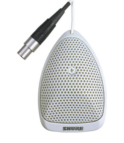 Shure MX391W/O Microflex Omni Boundary Mic With Attached 12' Cable And  Preamp, White