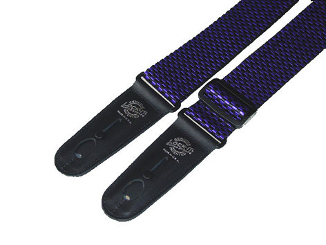 Lock It Straps LIS-010-P2-PRUCHK 2" Purple and Black Checked Polypro Guitar Strap with Black Locking Ends LIS-010-P2-PRUCHK