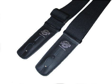 Lock It Straps LIS-013-C2-BLK 2" Black Cotton Guitar Strap with Black Locking Ends LIS-013-C2-BLK