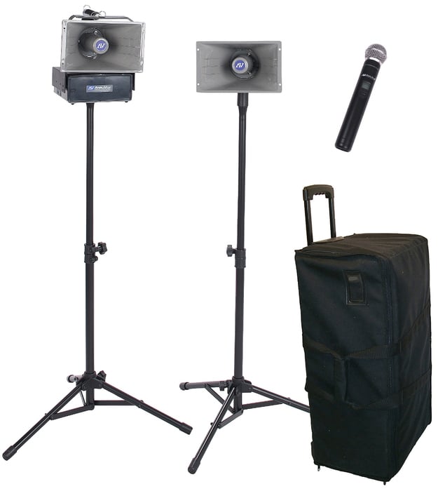 AmpliVox SW635 Wireless Handheld Half-Mile Hailer Kit With 50W Amplifier And Wireless Microphone