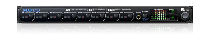 MOTU 8pre USB 16x12 USB 2.0 Audio Interface With 8 Mic Preamps And Standalone A/D