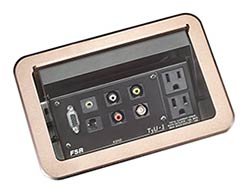 FSR, Inc T3U-1R-BLK Table Top Tilt Up Box with Black Trim Ring and AC Duplex T3U-1R-BLK
