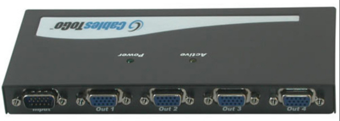 Cables To Go 4-Port UXGA Monitor Splitter/Extender Up To 210' Extender With 1x VGA Male Input And 4x VGA Female Outputs Switcher