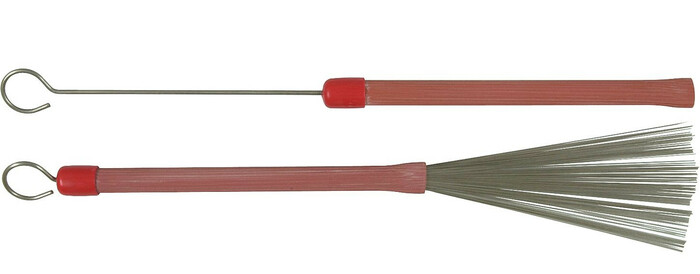 Ludwig L191 Groove Handled Wire Brushes In Red With Loop End