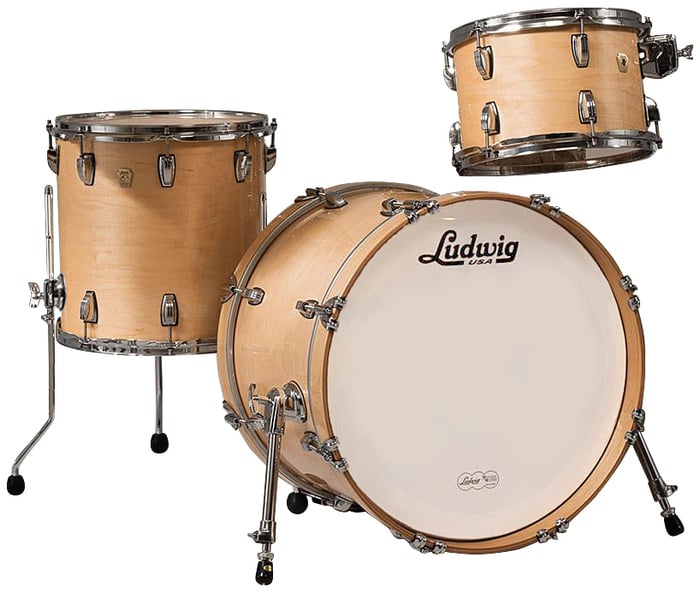 Ludwig Drums L8303AX0N Classic Maple Downbeat 3 Piece Shell Pack in Natural Finish: 12", 14" Toms, 14"x20" Bass Drum L8303AX0N