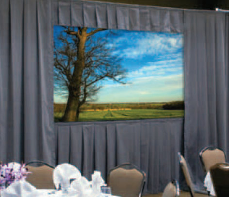 Da-Lite 36549P 10'6" x 14' Fast-Fold Ultra Velour Drapery Kit in Black for Deluxe Frames with Skirt Bar 36549P