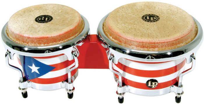 Latin Percussion LPM199-PR Music Collection Mini Tunable Bongos With Puerto Rican Flag Design