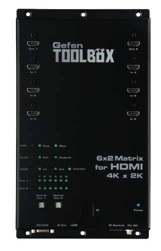 Gefen Inc GTB-HD4K2K-642-BLK ToolBox 6x2 Matrix for HDMI with Ultra HD Support in Black GTB-HD4K2K-642-BLK