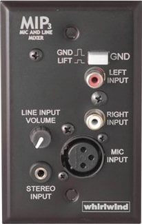 Whirlwind MIP3B Single Gang Black Wallplate With XLR, RCA And 1/8" Inputs