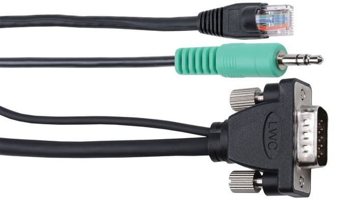 Liberty AV E-MVGAANM-M-25 25 Ft Micro VGA And 3.5mm Audio With Ethernet Single Cable Solution