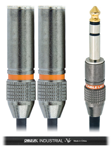 Cable Up by Vu YP-PM3-PF3D-0.5-BLK 6" 1/4" TRS Male to Dual 1/4" TRS Female Parallel Y-Cable YP-PM3-PF3D-0.5-BLK