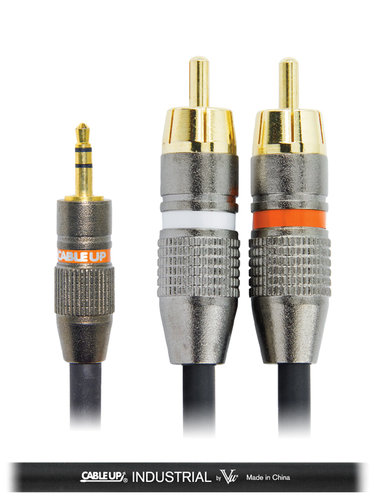 Cable Up by Vu YS-M3-RMD-10-BLK 10 ft 1/8" TRS Male to Dual RCA Male Y-Cable with Black Jacket YS-M3-RMD-10-BLK