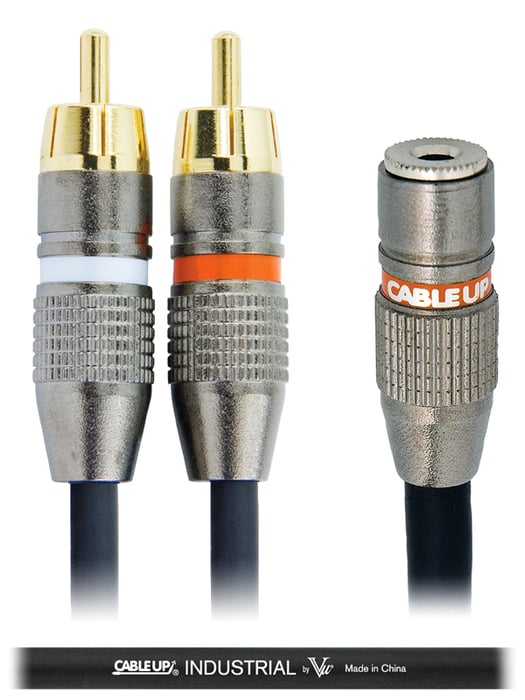 Cable Up YS-MF3-RMD-0.5-BLK 6" 1/8" TRS Female To Dual RCA Male Send/Return Y-Cable With Black Jacket