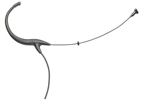 Audio-Technica BP894c Subminiature Cardioid Condenser Headworn Microphone with Bare End without Power Module in Black BP894C