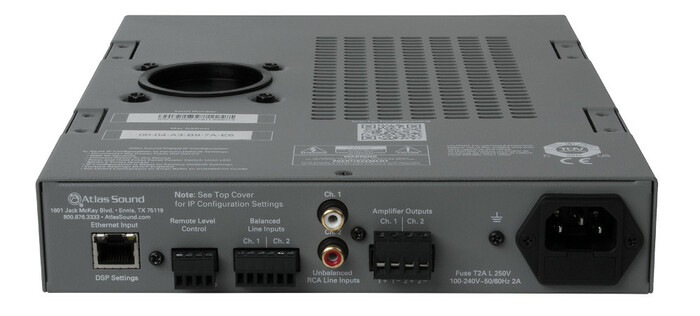 Atlas IED DPA102PM 2-Channel Networkable Power Amplifier, 100W