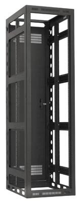 Lowell LGR-4432 Gangable 44 Unit Rack, 32" Deep, 2 Pairs Of Rails, Rear Door, Black