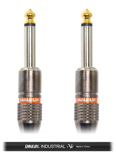 Cable Up by Vu PM2-PM2-15-BLK 15 ft 1/4" TS Male to 1/4" TS Male Unbalanced Cable with Black Jacket PM2-PM2-15-BLK