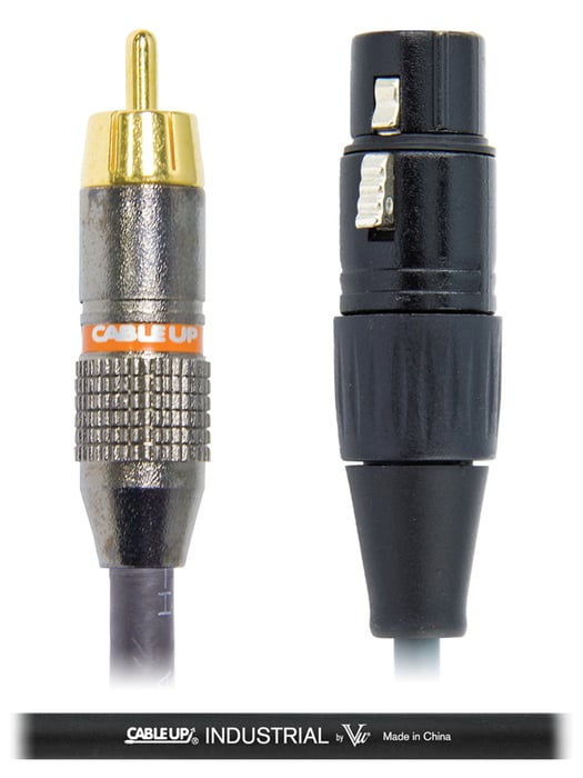 Cable Up XF3-RM-10-BLK 10 Ft XLR Female To RCA Male Unbalanced Cable With Black Jacket
