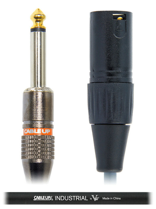 Cable Up by Vu XM3-PM2-1-BLK 1 ft XLR Male to 1/4" TS Male Unbalanced Cable with Black Jacket XM3-PM2-1-BLK