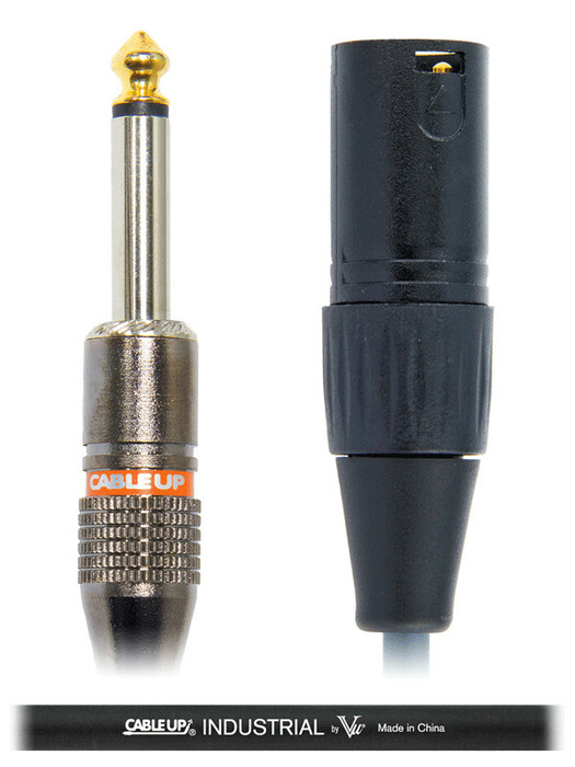Cable Up XM3-PM2-10-BLK 10 Ft XLR Male To 1/4" TS Male Unbalanced Cable With Black Jacket