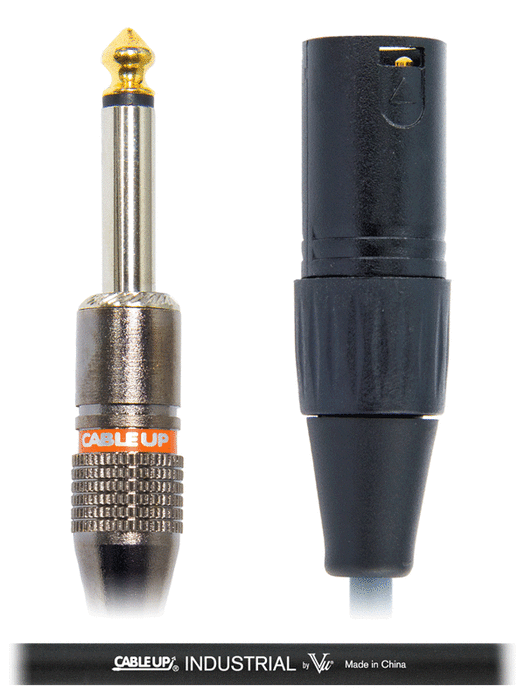 Cable Up by Vu XM3-PM2-6-BLK 6 ft XLR Male to 1/4" TS Male Unbalanced Cable with Black Jacket XM3-PM2-6-BLK