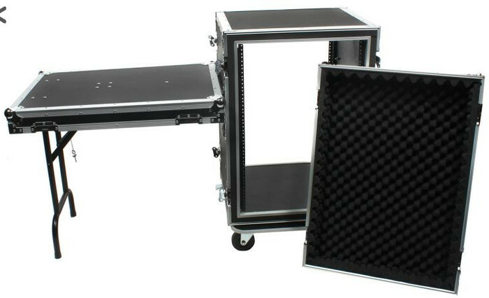 Elite Core SC16U-20SL ATA 20" Shock Mount 16-Unit Amplifier RACK With Standing Lid Table