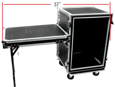 Elite Core SC16U-20SL ATA 20" Shock Mount 16-Unit Amplifier RACK With Standing Lid Table