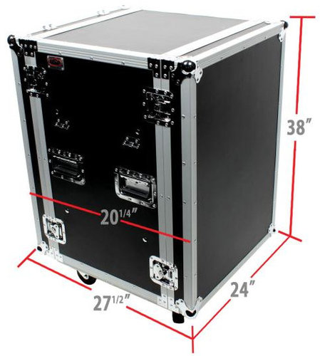 Elite Core SC16U-20SL ATA 20" Shock Mount 16-Unit Amplifier RACK With Standing Lid Table