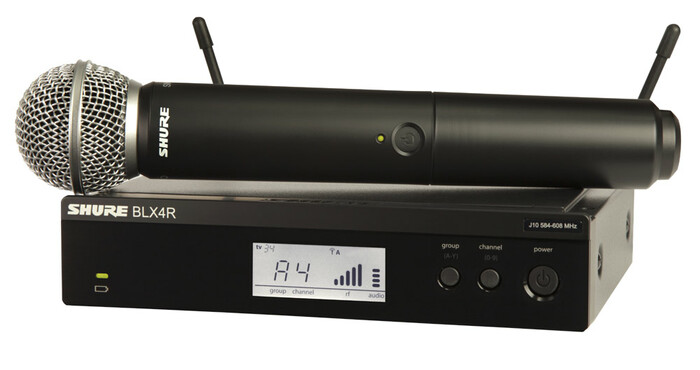 Shure BLX24R/SM58-J10 BLX Series Single-Channel Rackmount Wireless Mic System With SM58 Handheld, J10 Band (584-608MHz)