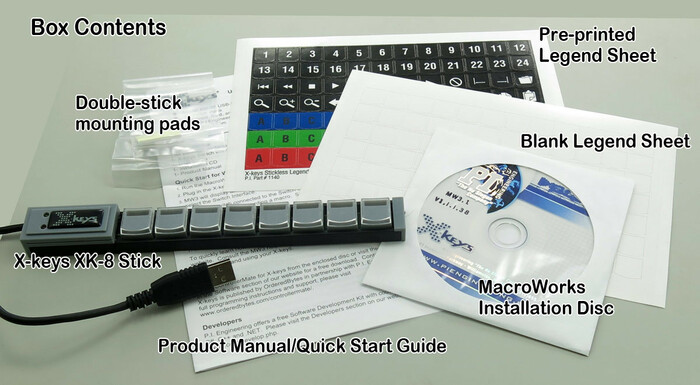 PI Engineering XKS-08-USB-R X-Keys XK-8 Stick 8-Key Programmable USB Key Stick