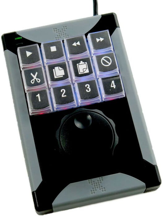 PI Engineering XK-0982-UAG12-R X-Keys XK-12 + Jog & Shuttle 12-Key Programmable USB Keypad With Jog/Shuttle Control Wheel