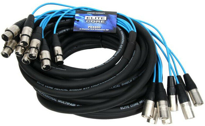 Elite Core Audio PEX850 50 ft 8 Channel Fan to Fan XLR Extension Snake PEX850